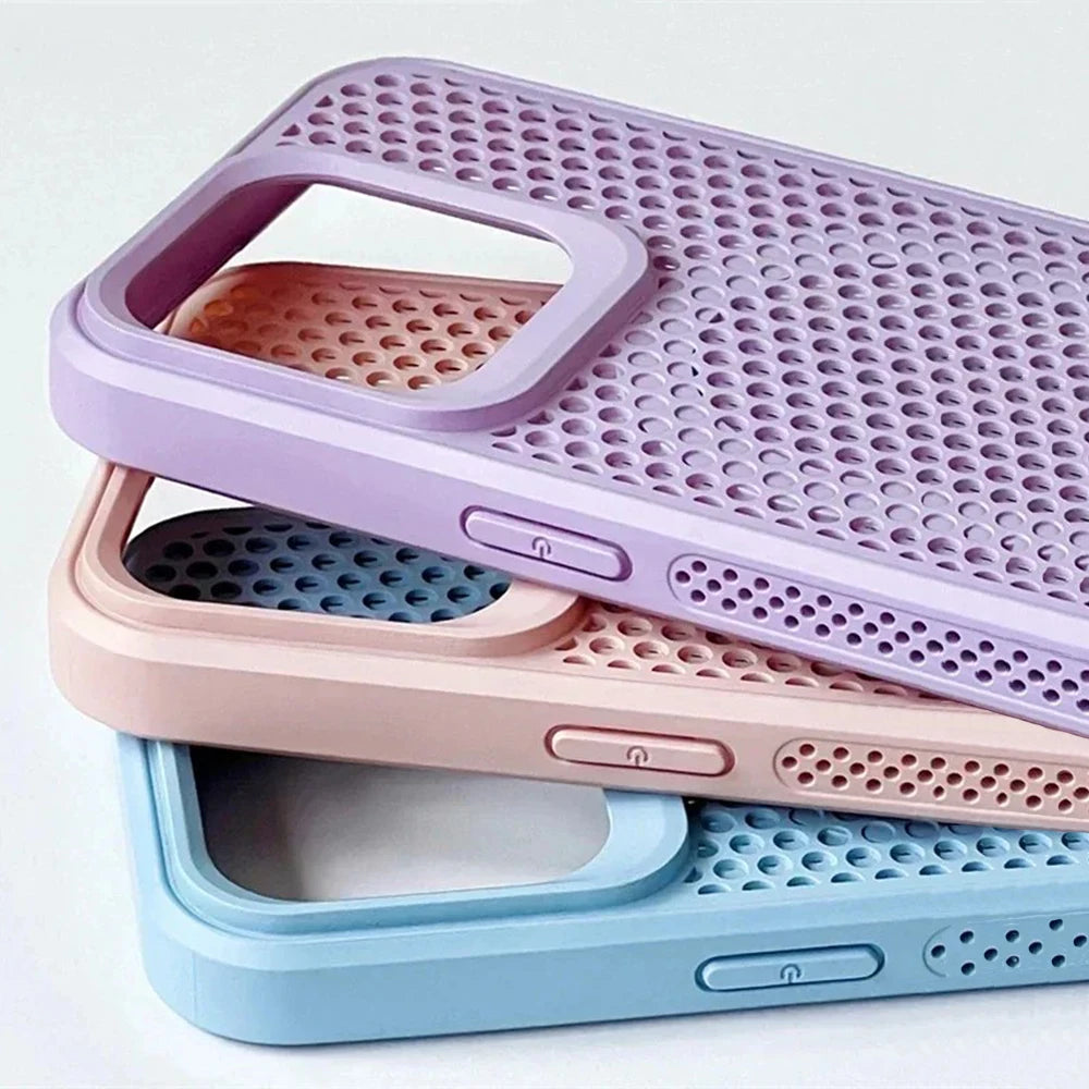Cooling Heat Dissipation For Magsafe Case For iPhone 18 17 16 14 15 13 12 11 Pro Max Funda Mesh Breathable Grid Matte Hard Cover
