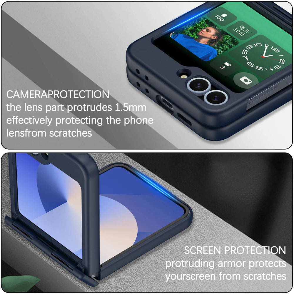 Luxury Original Phone Case For Samsung Galaxy Z Flip 7 8 6 5 4 3For Magsafe Wireless Charge Ring Magnetic Shockproof Hinge Cover