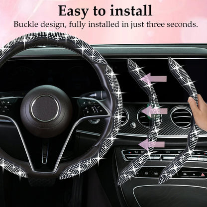 Fashion with Diamond Car Universal 38cm Steering Wheel Cover Colorful Bronzing Diamond BlingBling Steering Wheel Accessories