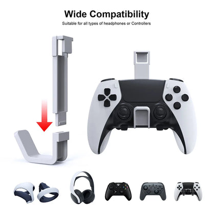 2 Pack Game Controller Holder for PS5/PS5 Slim/PS5 Pro Headset Display Hook PS VR2 Gamepad Rack for Playstation 5 Hanger Stand