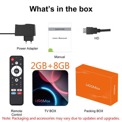 H96 MAX H313 Smart TV Box Android 14 TV Box 4K@60fps 100M/LAN Dual Wifi6 BT5.0 Google Voice Assistant Media Player Set Top Box