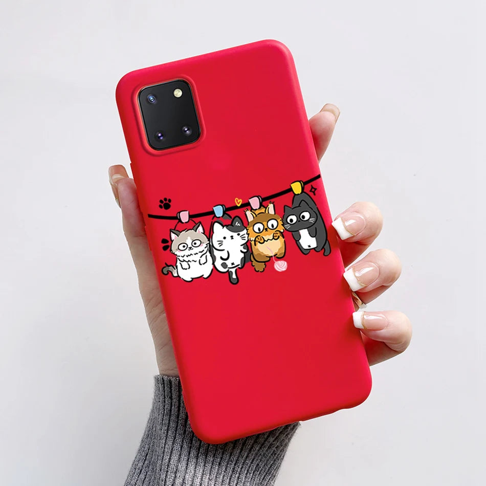 For Samsung Galaxy Note10 Lite Case SM-N770F 6.7'' Cute Bear Cartoon Cat Cover Soft TPU Phone Case For Samsung Note 10 Lite Bags