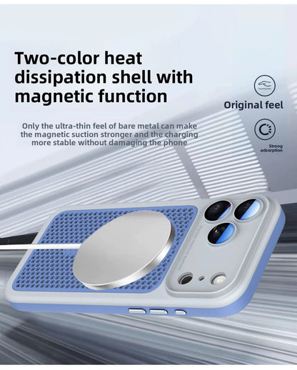 Magnetic Heat Dissipation Anti Drop Case for iPhone 17 Pro Max 16 15 14 13 12 Equipped with Lens Film for Magsafe Slim Fit Cover