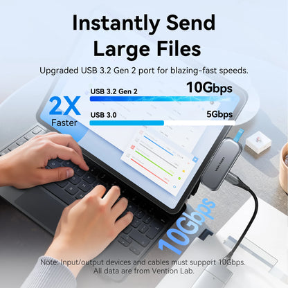 Vention 4 in 1 Portable USB 3.2 Gen2 4K@60Hz HDMI HUB PD 100W Charging Adapter Docking Station for iPad Tablet MacBook Laptop