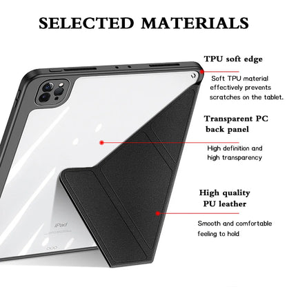 For 2024 iPad Case Air 11/13 M2 Pro 11/13 M4 for iPad Air 4 Air 5 Pro 11/12.9 iPad 5/6/7/8/9/10th Acrylic Clear Y-Fold Stand