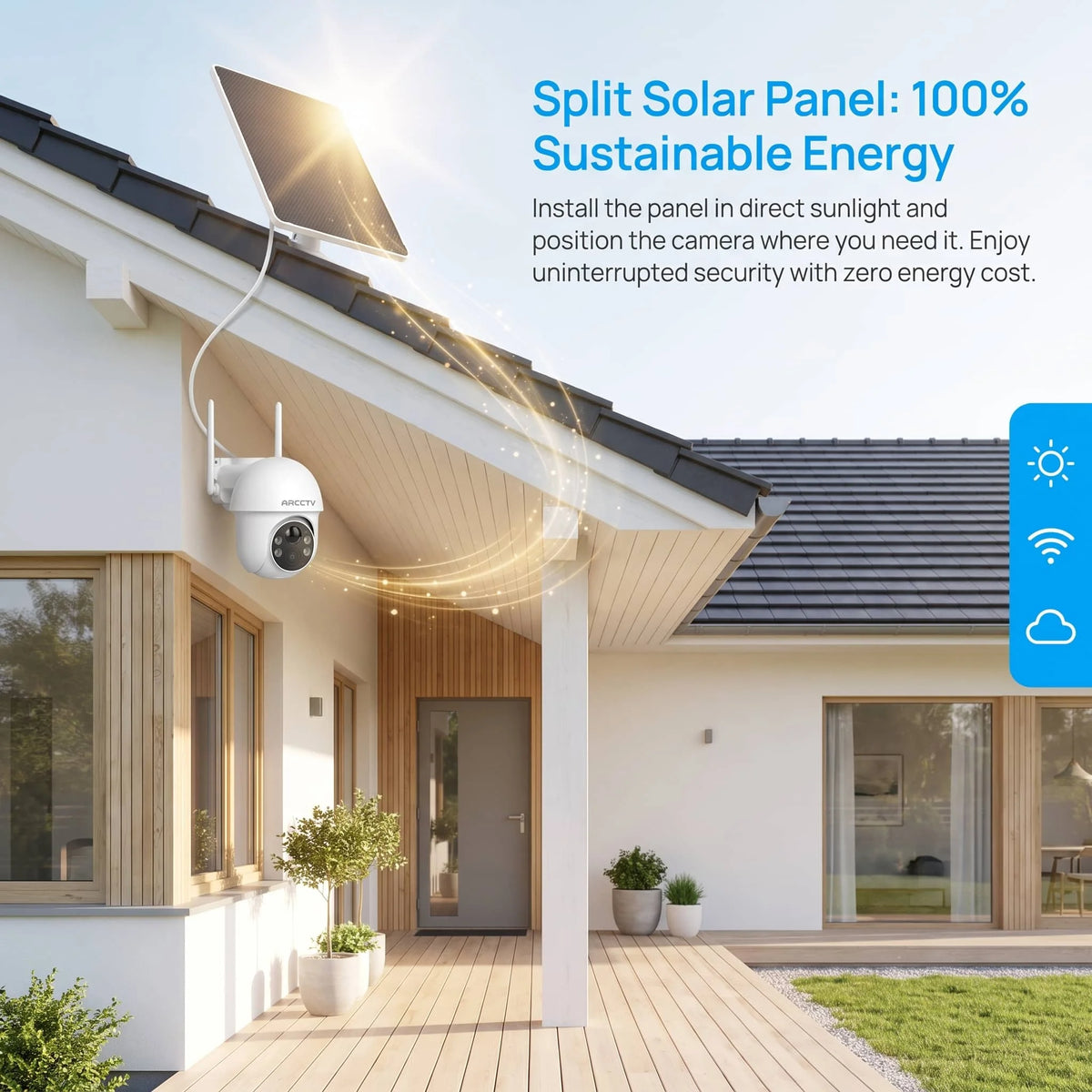 ARCCTV 2K Solar Wifi Camera Color Night Vision Security Surveillance Camera Outdoor Wireless Motion Detection HD Two Way Audio