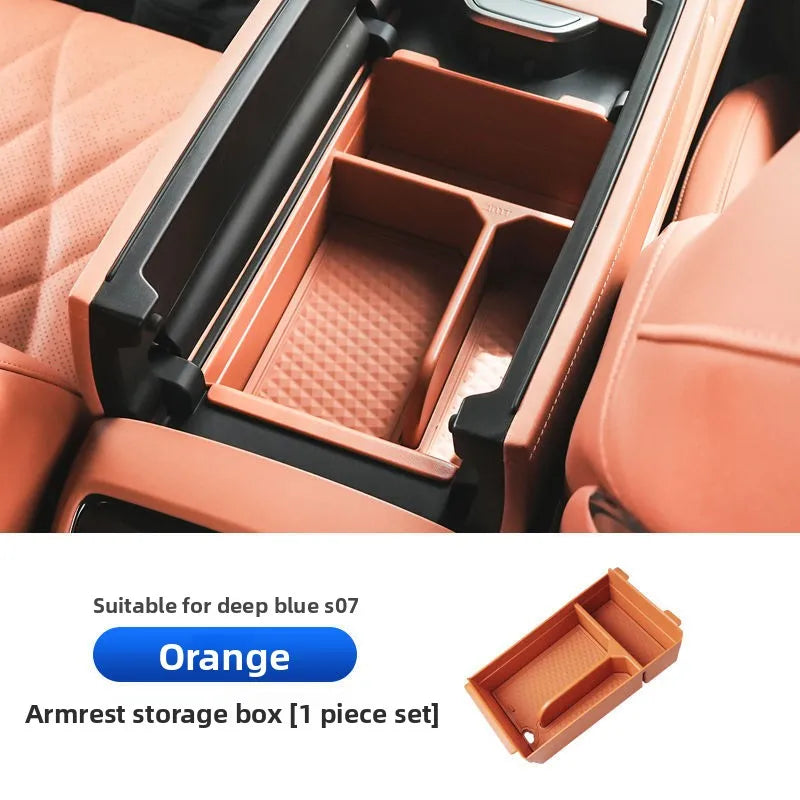 For Deepal S07 S7 Car Armrest Storage Box Organizer Anti Slip Center Console Tray Interior Accessory Shockproof Silicone Holder