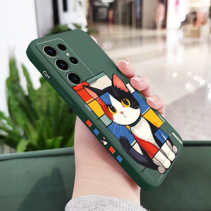 Romantic Cat Phone Case For Samsung Galaxy S25 S24 S23 S22 S21 S20 S10 S10E Ultra Plus FE Note 20 Ultra 10 Plus Cover