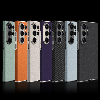 For Samsung S26 Ultra Leather Curved Ultra Thin Case For Samsung S25 Ultra Full Lens Coverage Matte Business Shockproof Cover
