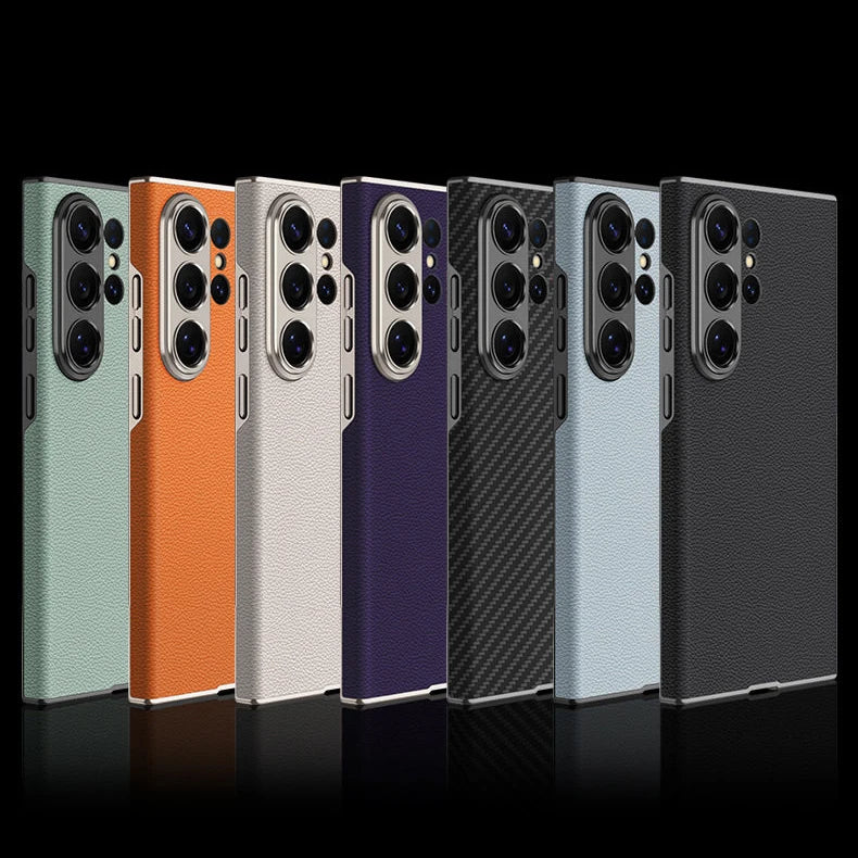 For Samsung S26 Ultra Leather Curved Ultra Thin Case For Samsung S25 Ultra Full Lens Coverage Matte Business Shockproof Cover