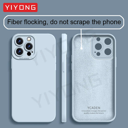 For iPhone16 YIYONG Silky Liquid Silicone Soft Cover For iPhone 16 15 14 12 13 Pro Max iPhone15 Plus iPhone13 Mini SE Phone Case