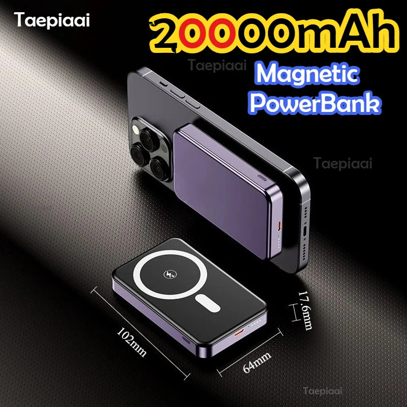 Taepiaa Qi2 Magnetic Power Bank 20000mah 20W Wireless Charging 22.5W Wired Charge Qi2-Certified for IPhone 16 15 14 13 Pro Max