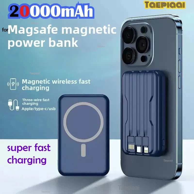 Taepiaai Magnetic Power Bank for Magsafes 20000mAh Wireless PD 22.5W Fast Charger Powerbank External Battery for IPhone Samsung