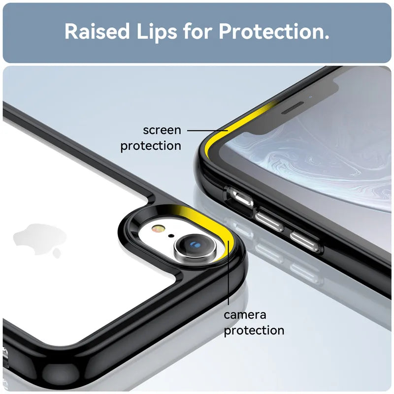 For iPhone XR Case iPhone X XR XS Max Cover Shockproof Colorful Soft Edge Silicone Transparent Bumper For iPhone XR 6.1 inch