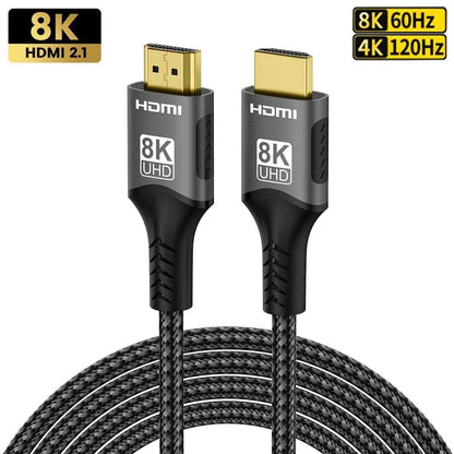 8K HDMI 2.1 Cable 4K@120Hz 8K@60Hz 48Gbps EARC ARC HDCP Ultra High Speed For RTX Video Cable PC Laptop Projector HDTV PS5 1m2m3m