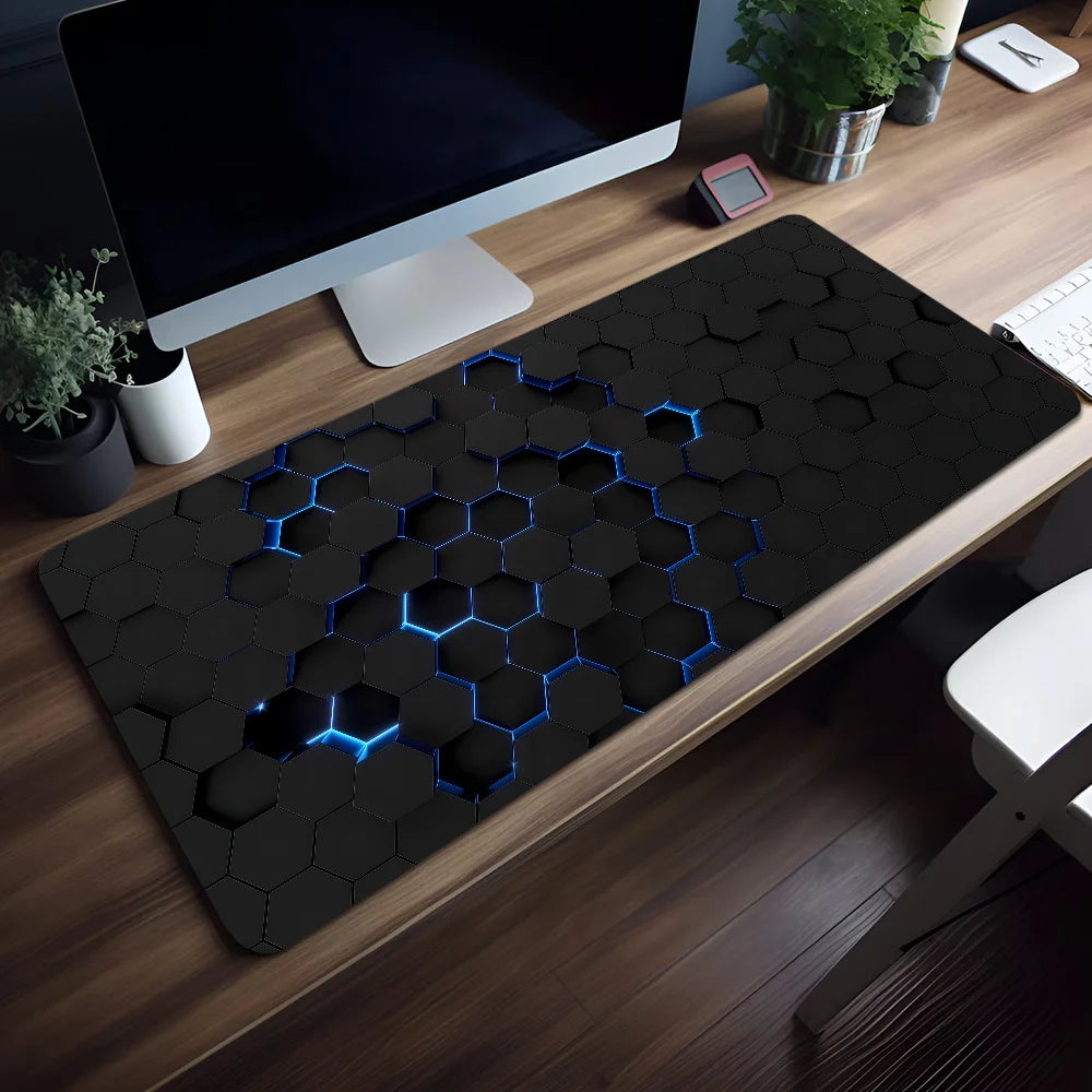 Geometric Blue Gradient Honeycomb Mouse Pad Non-slip Thickened Large Writing Lockedge Office Student Gaming Cushion MousePad