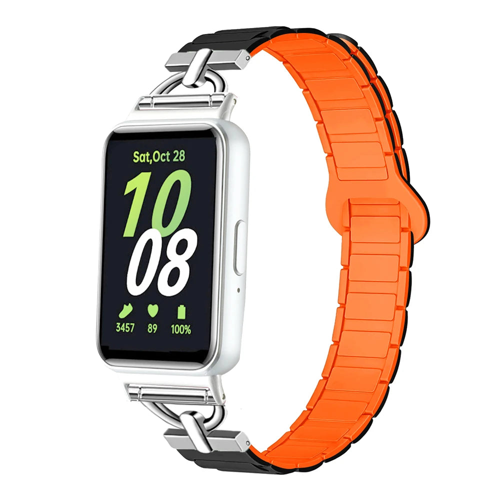 Magnetic Strap for Samsung Galaxy Fit 3 Sport Silicone Watch Band for Samsung Galaxy Fit3 Accessories Metal Men Women Bracelet
