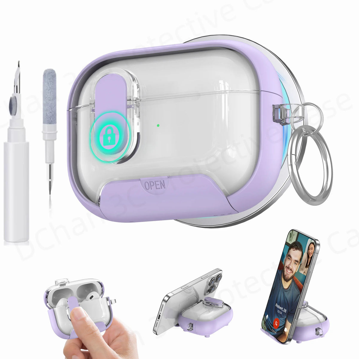 Cute Cover for AirPods 3 Pro 3/Airpod 4【 Compatible with MagSafe】Auto-Open Secure Lock Stand Cover for AirPods 5 2026 Earbuds
