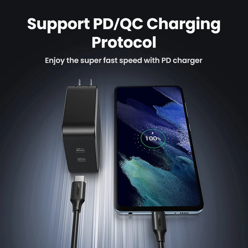 UGREEN PD100W/60W USB C to USB C Cable for iPhone 17 MacBook iPad Fast Charging Cable 5A/3A Type C Fast Charger PD Cable 0.5-3M