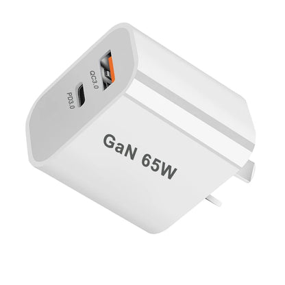 UK/AU/EU/US USB C Charger 65W PD 3.0 GaN Charger Type C Power Adapter With 2-Port Fast Wall Charger Compatible for iPhone 13 USB