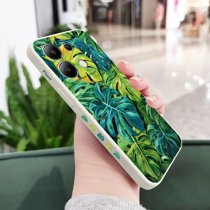 Monstera Deliciosa Phone Case For Xiaomi Redmi Note 14 13 12 12S 11 11S 10 10S 9 9S Pro Plus 4G 5G Liquid Silicone Cover