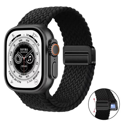 Nylon Braided Loop Band For Apple Watch Ultra 3 2 49mm 11 10 46mm 42mm 9 8 7 45/41mm Magnetic Strap iWatch 6 5 SE 44/40mm Correa