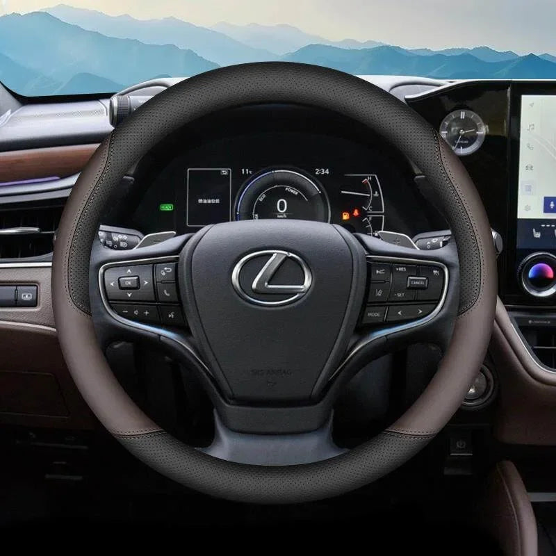 2026 Nappa Leather Steering Wheel Cover Anti-Slip 37-38cm For Lexus IS ES ES300h ES350h RX RX350 RX500h NX350h NX450 Accessories