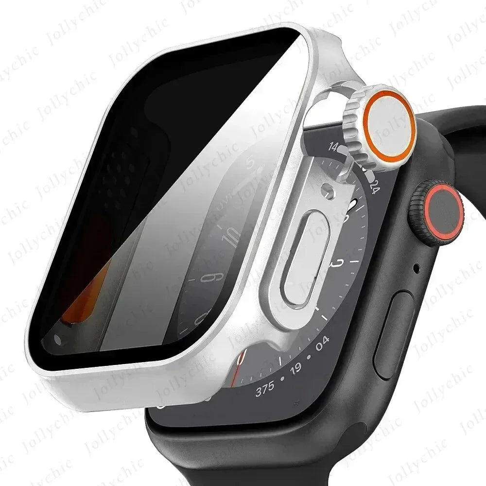 Case For apple watch Apple Watch Series9/8/7/6/5/4 SE 44 45 41 40mm change to Ultra Privacy Tempered Glass Screen Protector case