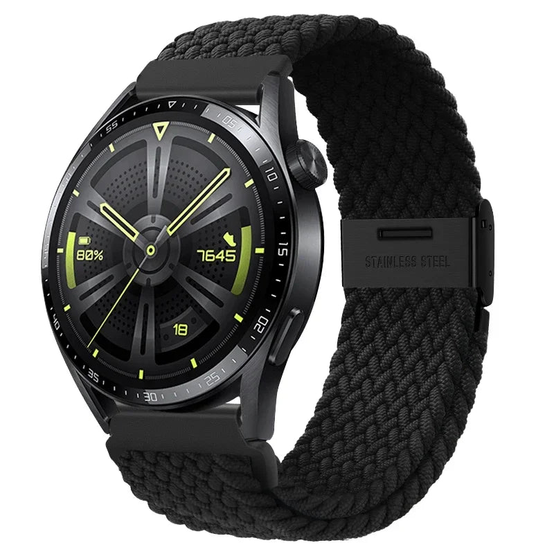 20 22mm Strap for Samsung Galaxy Watch 7 6 5 4 Band 40/44mm 5Pro Active 2 Gear S3 Braided Elastic Bracelet for Huawei GT2/3 4Pro