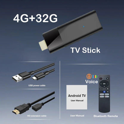 Android 16 TV Stick Allwinner H313 Chip 8GB+256GB 8K Ultra HD 2.4G/5G Dual WiFi Bluetooth 6.0 Google Assistant Streaming TV Box