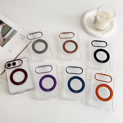 Luxury Kickstand Bracket Magnetic Phone Case For iPhone Duo 18 Fold for Magsafe 360 Rotating Metal Ring Holder Stand Cover