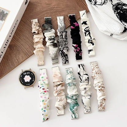 18mm Watch Band Dressy Printed Fabric Strap Bracelet for Women Huawei GT5/ Amazfit GTS2/ Garmin Venu 2S 3S Smartwatch 20mm 22mm