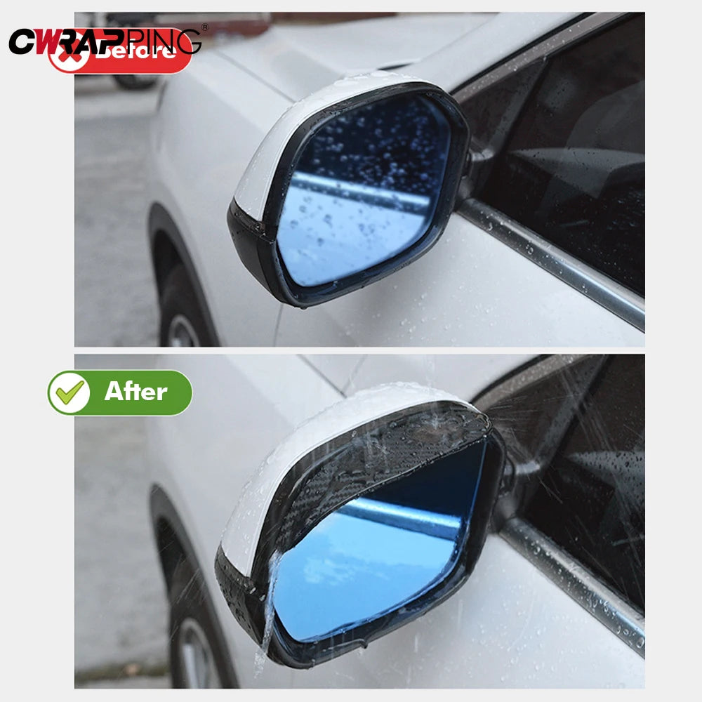 2Pcs Universal Car Rearview Mirror Rain Cover Carbon Fiber Side Mirror Protector Waterproof Shield Rain Eyebrow Car Accessories
