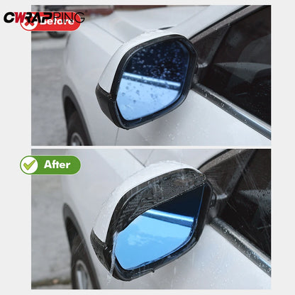 2Pcs Universal Car Rearview Mirror Rain Cover Carbon Fiber Side Mirror Protector Waterproof Shield Rain Eyebrow Car Accessories