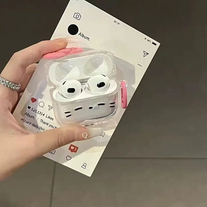 Cute Sleepy Cat Earphone Case Anti-Fall Earbuds Cover with Keyring Dustproof Shockproof Headphone Protective Case