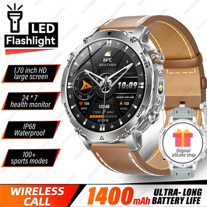 Brand+TANK Ultra 1400mAh Big Battery Smart Watch Men GPS Path Sport Flashlight BT Call Waterproof Outdoor Military Smartwatches