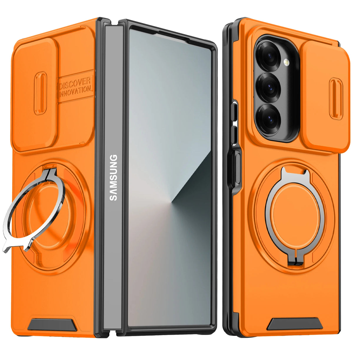 For Samsung Z Fold6 Case Galaxy Z Fold7 Cover Fold 6 7 Magnetic Ring Armor Slide Camera Lens Case Magsafe Wireless Charge Cover