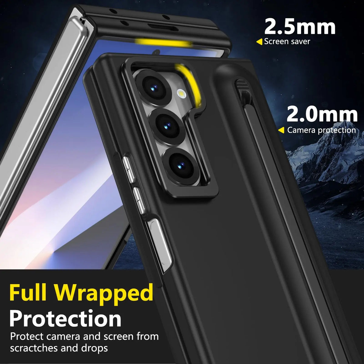 Metal Lens Holder Phone Cover For Samsung Galaxy Z Fold 7 6 5 Z Fold7 Fold6 Case With Screen Glass S Pen Slot Shockproof Cases