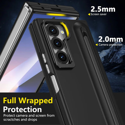 Metal Lens Holder Phone Cover For Samsung Galaxy Z Fold 7 6 5 Z Fold7 Fold6 Case With Screen Glass S Pen Slot Shockproof Cases