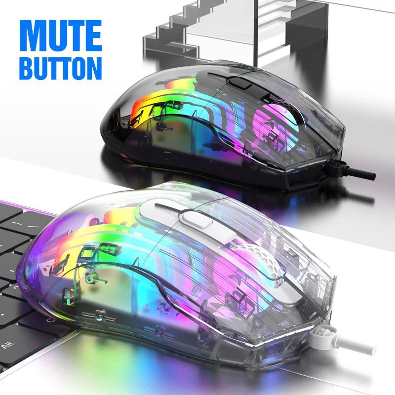 K-Snake Q16 wired transparent esports mouse macro programming desktop computer laptop home RGB office game mute