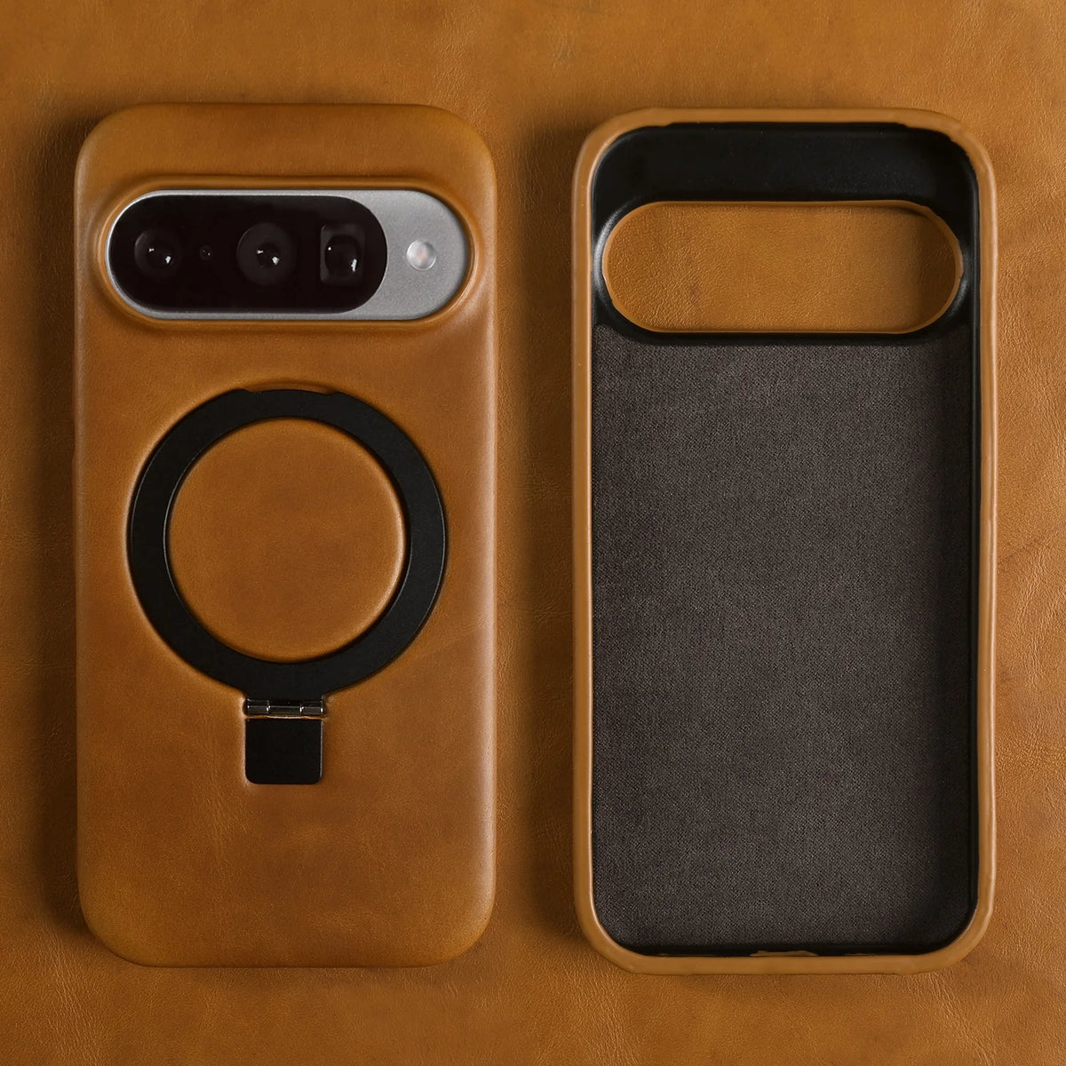 Luxury Magnetic Bracket Holder Genuine Leather Case For Google Pixel 10 Pro XL Pixel10 8A 9Pro 7A 6A 5A Full Wrapped Back Cover