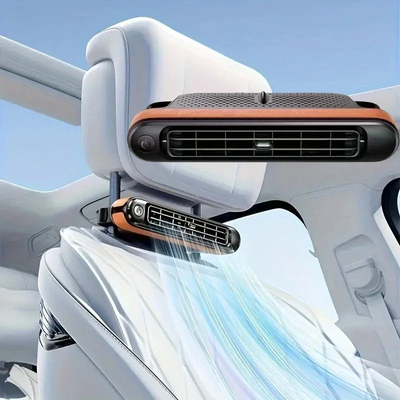 Portable Car Seat Fan with USB Power Adjustable 3-Speed Turbine Headrest and Backrest Cooling Fan Leafless Design Amagi