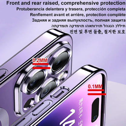 Magnetic Plating Case For iPhone 15 16 14 17 13 12 18 Pro Max Air Camera Lens Protector Glass For Magsafe Wireless Charger Cover