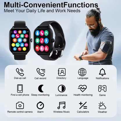 2026 Women Smart Watch Men Full Touch Screen Heart Rate Fitness Tracker Ladies Watch Bluetooth Call Smart Clock for Android IOS