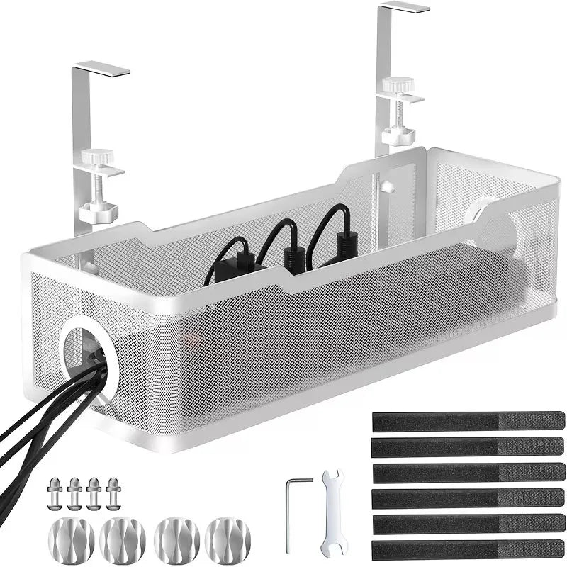 1-2PCS Under-Desk Cable Management Tray Office Cable Organizer No Drilling Desktop Cable Tray for Neat Cable Arrangement