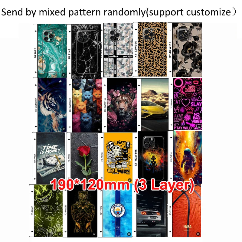 FONLYU 50pc 3D Embossed Back Skin Sticker Protective Film Rear Decorative Sheet For Mobile Phone Hydrogel Film Cutting Machine