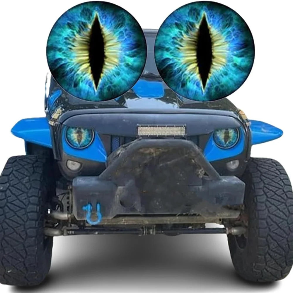 2PCS Beast Eyes Headlight Decals For Wrangler Animal Eye Jeep Car Light Stickers Car Body Styling Decoration Accessories 20*20CM