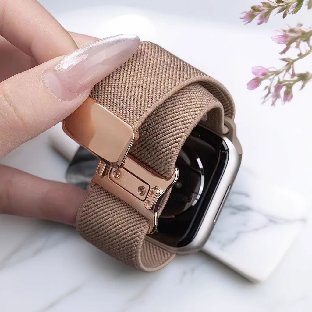 Magnetic Strap for Apple Watch Ultra3 Band 49mm Woman Man 40mm 44mm Nylon Elastic Loop for Iwatch Series11 10 9 8 7 6 5 4 3 2 1