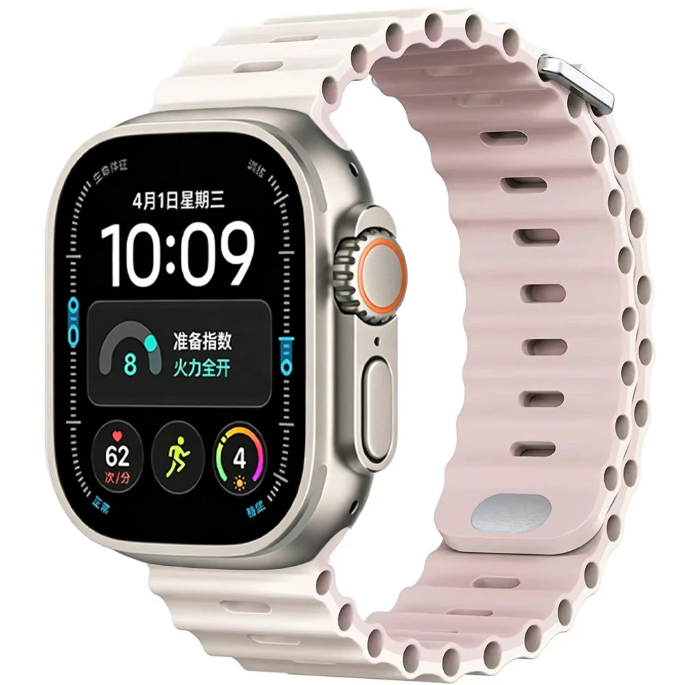 Ocean Silicone strap For Apple Watch Ultra 4 3 2 1 Band 49mm 12 11 10 9 8 7 46mm 45mm 41mm band iWatch 6 5 4 SE3 44mm 40mm 42mm