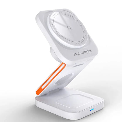 3 in 1 Foldable Charging Station Fast Magnetic Wireless Charger Stand for iPhone 17 16 15 14 13 12 Apple Watch 8 7 6 Airpods Pro